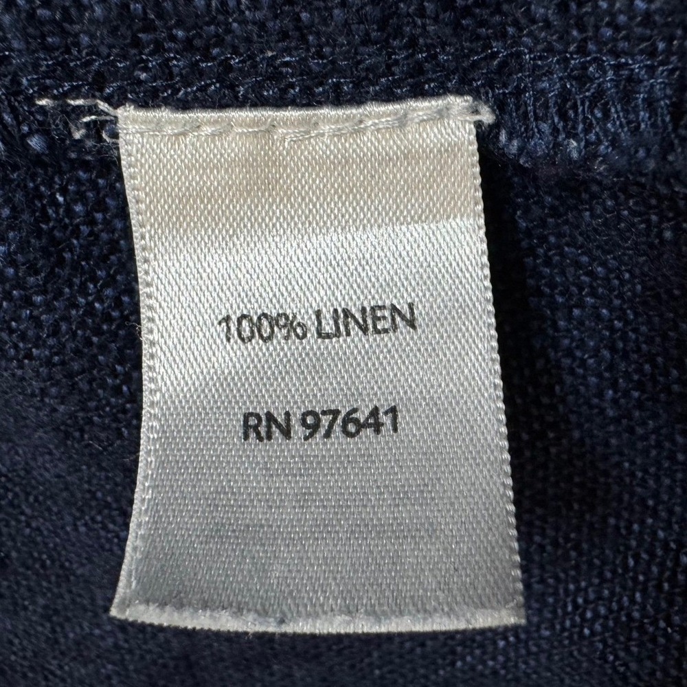 J. Jill Dress Medium 100% Linen Navy Blue‎ Shift Midi Half Sleeve Lagenlook - Picture 4 of 5